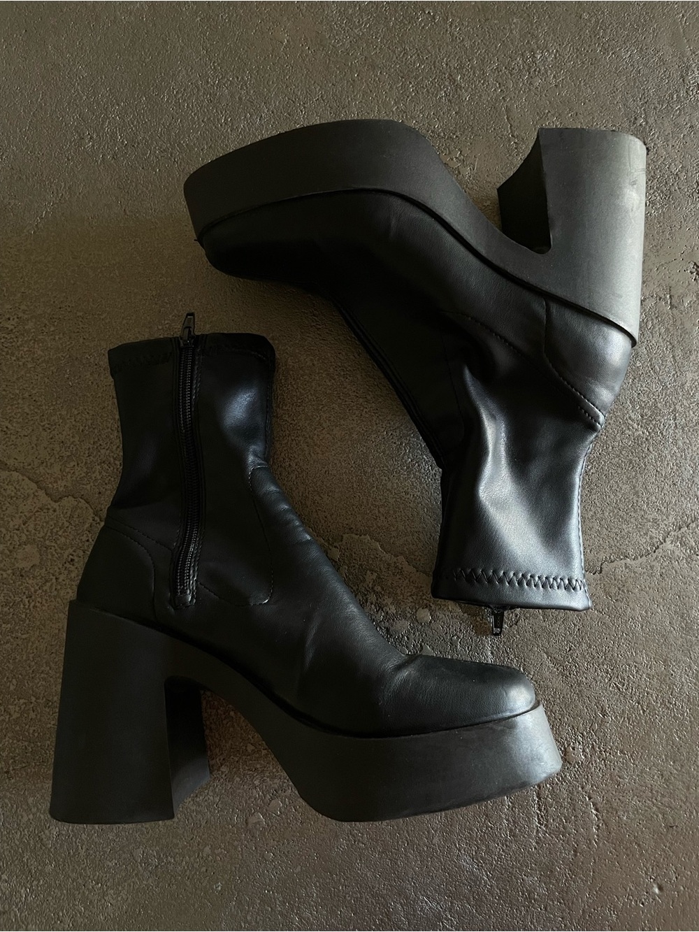 ASOS DESIGN Elsie high heeled sock boot in black PU